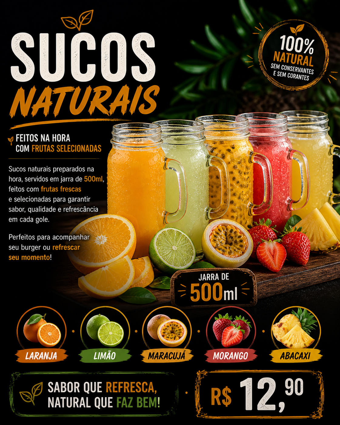 🧃 Sucos Naturais 500ml